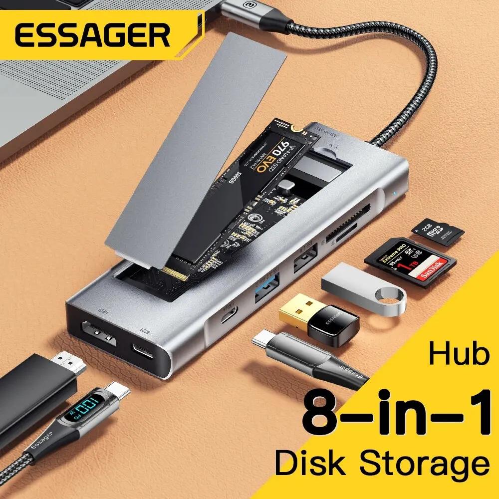 Essager 8-in-1 USB  (ũ   ) ƺ   M1 M2  USB Type-c-HDMI ȣȯ Ʈ  ̼